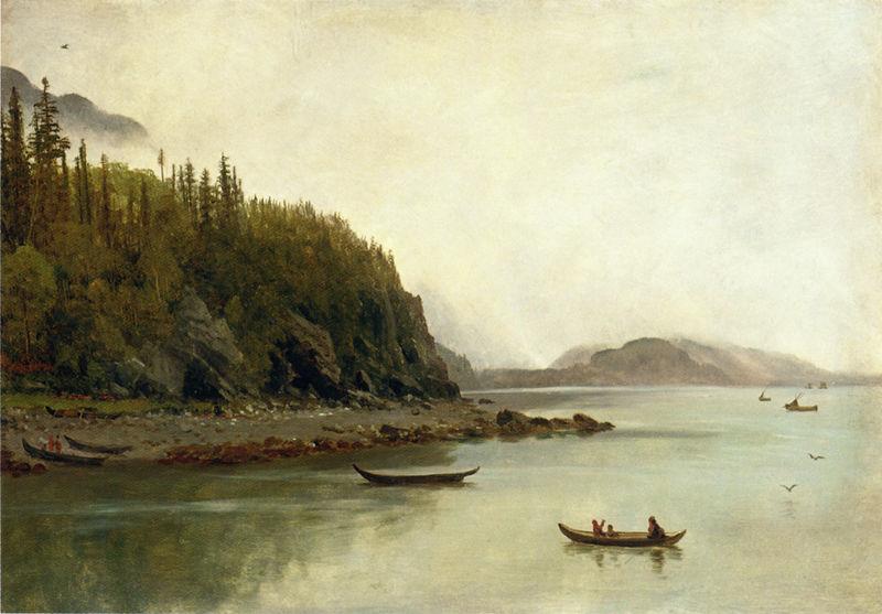 Albert Bierstadt Indians Fishing oil painting picture